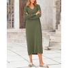 imageBTFBM Women Fall Sweater Dress Casual V Neck Long Sleeve Slit Knit Oversized Maternity Sweaters Maxi Dresses 2025 WinterSolid Army Green