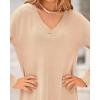 imageBTFBM Women Fall Sweater Dress Casual V Neck Long Sleeve Slit Knit Oversized Maternity Sweaters Maxi Dresses 2025 WinterSolid Beige