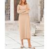 imageBTFBM Women Fall Sweater Dress Casual V Neck Long Sleeve Slit Knit Oversized Maternity Sweaters Maxi Dresses 2025 WinterSolid Beige