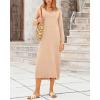 imageBTFBM Women Fall Sweater Dress Casual V Neck Long Sleeve Slit Knit Oversized Maternity Sweaters Maxi Dresses 2025 WinterSolid Beige
