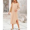 imageBTFBM Women Fall Sweater Dress Casual V Neck Long Sleeve Slit Knit Oversized Maternity Sweaters Maxi Dresses 2025 WinterSolid Beige