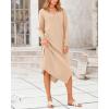 imageBTFBM Women Fall Sweater Dress Casual V Neck Long Sleeve Slit Knit Oversized Maternity Sweaters Maxi Dresses 2025 WinterSolid Beige