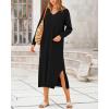 imageBTFBM Women Fall Sweater Dress Casual V Neck Long Sleeve Slit Knit Oversized Maternity Sweaters Maxi Dresses 2025 WinterSolid Black