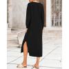 imageBTFBM Women Fall Sweater Dress Casual V Neck Long Sleeve Slit Knit Oversized Maternity Sweaters Maxi Dresses 2025 WinterSolid Black