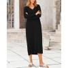 imageBTFBM Women Fall Sweater Dress Casual V Neck Long Sleeve Slit Knit Oversized Maternity Sweaters Maxi Dresses 2025 WinterSolid Black