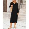 imageBTFBM Women Fall Sweater Dress Casual V Neck Long Sleeve Slit Knit Oversized Maternity Sweaters Maxi Dresses 2025 WinterSolid Black