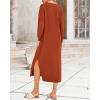 imageBTFBM Women Fall Sweater Dress Casual V Neck Long Sleeve Slit Knit Oversized Maternity Sweaters Maxi Dresses 2025 WinterSolid Caramel