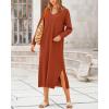 imageBTFBM Women Fall Sweater Dress Casual V Neck Long Sleeve Slit Knit Oversized Maternity Sweaters Maxi Dresses 2025 WinterSolid Caramel