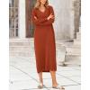 imageBTFBM Women Fall Sweater Dress Casual V Neck Long Sleeve Slit Knit Oversized Maternity Sweaters Maxi Dresses 2025 WinterSolid Caramel