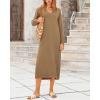 imageBTFBM Women Fall Sweater Dress Casual V Neck Long Sleeve Slit Knit Oversized Maternity Sweaters Maxi Dresses 2025 WinterSolid Dark Khaki