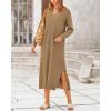 imageBTFBM Women Fall Sweater Dress Casual V Neck Long Sleeve Slit Knit Oversized Maternity Sweaters Maxi Dresses 2025 WinterSolid Dark Khaki
