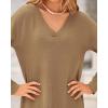 imageBTFBM Women Fall Sweater Dress Casual V Neck Long Sleeve Slit Knit Oversized Maternity Sweaters Maxi Dresses 2025 WinterSolid Dark Khaki