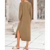 imageBTFBM Women Fall Sweater Dress Casual V Neck Long Sleeve Slit Knit Oversized Maternity Sweaters Maxi Dresses 2025 WinterSolid Dark Khaki