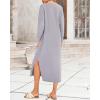 imageBTFBM Women Fall Sweater Dress Casual V Neck Long Sleeve Slit Knit Oversized Maternity Sweaters Maxi Dresses 2025 WinterSolid Grey