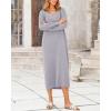 imageBTFBM Women Fall Sweater Dress Casual V Neck Long Sleeve Slit Knit Oversized Maternity Sweaters Maxi Dresses 2025 WinterSolid Grey