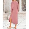 imageBTFBM Women Fall Sweater Dress Casual V Neck Long Sleeve Slit Knit Oversized Maternity Sweaters Maxi Dresses 2025 WinterSolid Pink