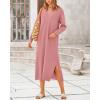 imageBTFBM Women Fall Sweater Dress Casual V Neck Long Sleeve Slit Knit Oversized Maternity Sweaters Maxi Dresses 2025 WinterSolid Pink