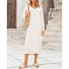 imageBTFBM Women Fall Sweater Dress Casual V Neck Long Sleeve Slit Knit Oversized Maternity Sweaters Maxi Dresses 2025 WinterSolid White