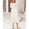 imageBTFBM Women Fall Sweater Dress Casual V Neck Long Sleeve Slit Knit Oversized Maternity Sweaters Maxi Dresses 2025 WinterSolid White