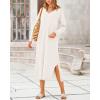 imageBTFBM Women Fall Sweater Dress Casual V Neck Long Sleeve Slit Knit Oversized Maternity Sweaters Maxi Dresses 2025 WinterSolid White