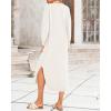 imageBTFBM Women Fall Sweater Dress Casual V Neck Long Sleeve Slit Knit Oversized Maternity Sweaters Maxi Dresses 2025 WinterSolid White