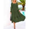 imageBTFBM Women Formal Dress Spring Square Neck Puff Long Sleeve Smocked Tiered Flowy Wedding Guest Maxi Dresses PocketsArmy Green