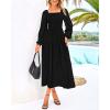 imageBTFBM Women Formal Dress Spring Square Neck Puff Long Sleeve Smocked Tiered Flowy Wedding Guest Maxi Dresses PocketsBlack