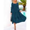 imageBTFBM Women Formal Dress Spring Square Neck Puff Long Sleeve Smocked Tiered Flowy Wedding Guest Maxi Dresses PocketsDark Blue