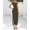 imageBTFBM Womens Formal Cocktail Dresses One Shoulder Twist Strap Sundress Ruched Bodycon Elegant Wedding Party Maxi DressArmy Green