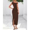 imageBTFBM Womens Formal Cocktail Dresses One Shoulder Twist Strap Sundress Ruched Bodycon Elegant Wedding Party Maxi DressCoffee