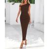 imageBTFBM Womens Formal Cocktail Dresses One Shoulder Twist Strap Sundress Ruched Bodycon Elegant Wedding Party Maxi DressCoffee
