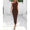 imageBTFBM Womens Formal Cocktail Dresses One Shoulder Twist Strap Sundress Ruched Bodycon Elegant Wedding Party Maxi DressCoffee