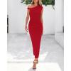 imageBTFBM Womens Formal Cocktail Dresses One Shoulder Twist Strap Sundress Ruched Bodycon Elegant Wedding Party Maxi DressRed