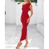 imageBTFBM Womens Formal Cocktail Dresses One Shoulder Twist Strap Sundress Ruched Bodycon Elegant Wedding Party Maxi DressRed
