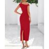imageBTFBM Womens Formal Cocktail Dresses One Shoulder Twist Strap Sundress Ruched Bodycon Elegant Wedding Party Maxi DressRed