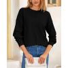 imageBTFBM Womens Loose Pullover Sweaters Fall Winter Clothes 2025 Crewneck Slouchy Sweater Long Sleeve Casual Knitted TopsSolid Black