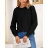 imageBTFBM Womens Loose Pullover Sweaters Fall Winter Clothes 2025 Crewneck Slouchy Sweater Long Sleeve Casual Knitted TopsSolid Black