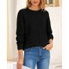 imageBTFBM Womens Loose Pullover Sweaters Fall Winter Clothes 2025 Crewneck Slouchy Sweater Long Sleeve Casual Knitted TopsSolid Black