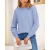 imageBTFBM Womens Loose Pullover Sweaters Fall Winter Clothes 2025 Crewneck Slouchy Sweater Long Sleeve Casual Knitted TopsSolid Blue