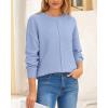 imageBTFBM Womens Loose Pullover Sweaters Fall Winter Clothes 2025 Crewneck Slouchy Sweater Long Sleeve Casual Knitted TopsSolid Blue