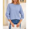 imageBTFBM Womens Loose Pullover Sweaters Fall Winter Clothes 2025 Crewneck Slouchy Sweater Long Sleeve Casual Knitted TopsSolid Blue
