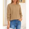 imageBTFBM Womens Loose Pullover Sweaters Fall Winter Clothes 2025 Crewneck Slouchy Sweater Long Sleeve Casual Knitted TopsSolid Khaki