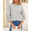 imageBTFBM Womens Loose Pullover Sweaters Fall Winter Clothes 2025 Crewneck Slouchy Sweater Long Sleeve Casual Knitted TopsSolid Light Grey