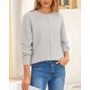 imageBTFBM Womens Loose Pullover Sweaters Fall Winter Clothes 2025 Crewneck Slouchy Sweater Long Sleeve Casual Knitted TopsSolid Light Grey