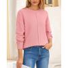 imageBTFBM Womens Loose Pullover Sweaters Fall Winter Clothes 2025 Crewneck Slouchy Sweater Long Sleeve Casual Knitted TopsSolid Pink