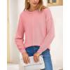 imageBTFBM Womens Loose Pullover Sweaters Fall Winter Clothes 2025 Crewneck Slouchy Sweater Long Sleeve Casual Knitted TopsSolid Pink