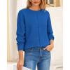 imageBTFBM Womens Loose Pullover Sweaters Fall Winter Clothes 2025 Crewneck Slouchy Sweater Long Sleeve Casual Knitted TopsSolid Royal Blue