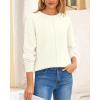 imageBTFBM Womens Loose Pullover Sweaters Fall Winter Clothes 2025 Crewneck Slouchy Sweater Long Sleeve Casual Knitted TopsSolid White
