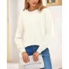 imageBTFBM Womens Loose Pullover Sweaters Fall Winter Clothes 2025 Crewneck Slouchy Sweater Long Sleeve Casual Knitted TopsSolid White