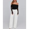 imageBTFBM Womens Off Shoulder Tops 2025 Spring Summer Sheer Long Sleeve Shirts Stretchy Ruched Slim Fit Going Out Crop TopBlack
